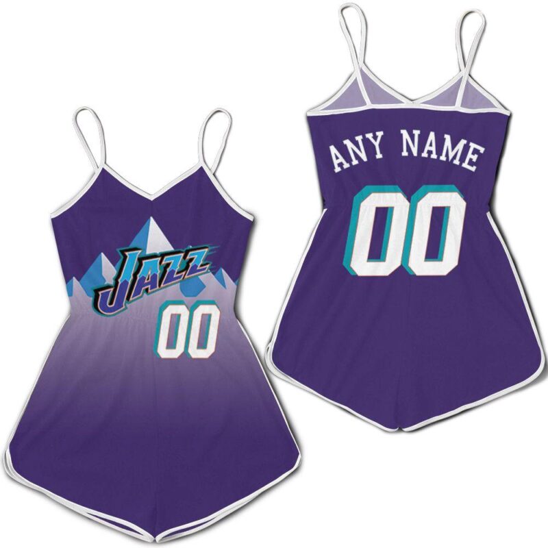 Personalized Utah Jazz Hardwood Classics Purple Jersey Inspired Style Gift For Utah Jazz Fans Romper Jumpsuit RJ05540