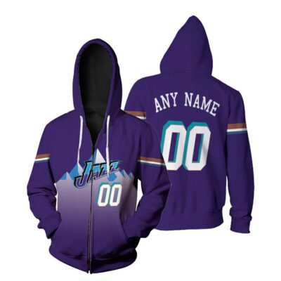 Personalized Utah Jazz Hardwood Classics Purple Jersey Inspired Style Gift For Utah Jazz Fans Zip Hoodie ZH00702