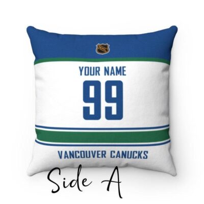 Personalized Vancouver Canucks Hockey Custom Square Throw Cushion Pillow With Name and Number Pillow