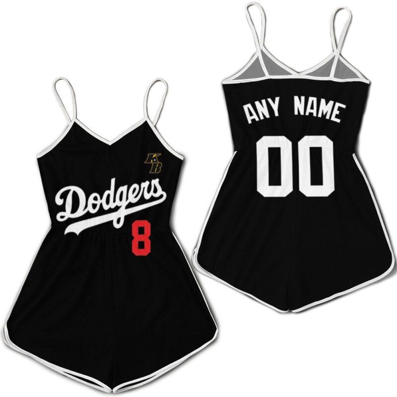 Pesonalized Los Angeles Dodgers Tribute Kobe Bryant Black Jersey Inspired Style Gift For Los Angeles Dodgers Fans Romper Jumpsuit RJ01700