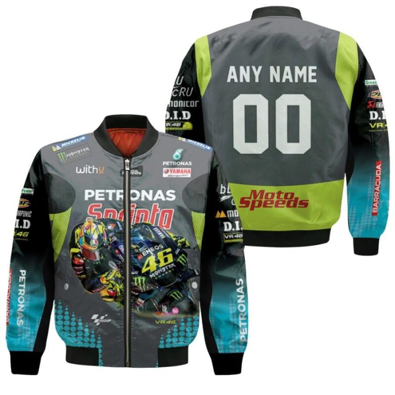 Petronas Spring Valentino Rossi 46 Motogp Racing Team 3D Gift With Custom Name Number for Petronas Spring Fans Valentino Rossi fans Bomber Jacket BJ03495