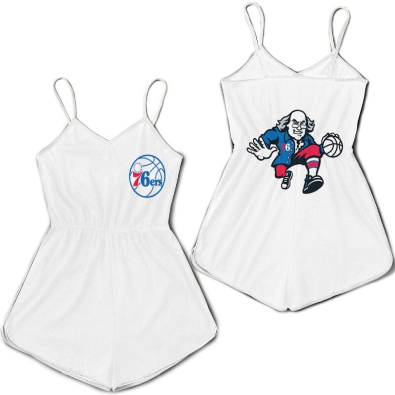 Philadelphia 76Ers Basketball Classic Mascot Logo Gift For 76Ers Fans White Romper RJ01800