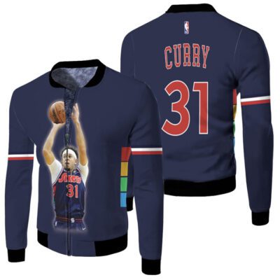 Philadelphia 76ers Seth Curry 31 NBA Team 2021-2022 City Edition Navy Jersey Gift For 76Ers Fans Curry Fans Fleece Bomber Jacket