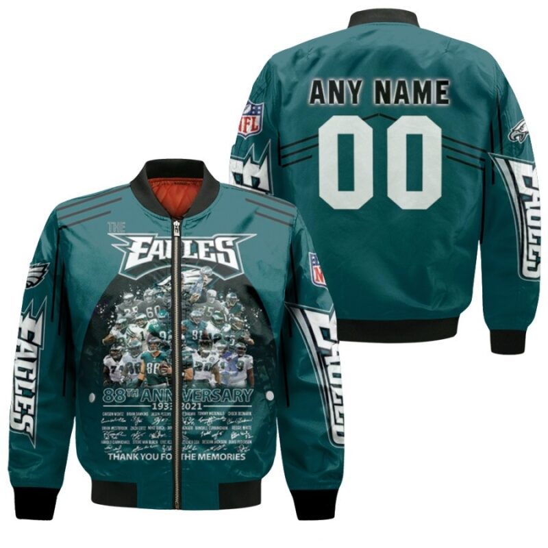 Philadelphia Eagles 88th Anniversary 1933 2021 Thank You For The Memories Great Team NFL Signed Gift With Custom Name Number For Eagles Fans Bomber Jacket BJ00916