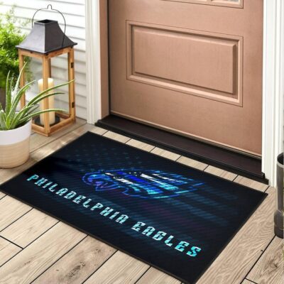 Philadelphia Eagles American Football Team Door Mat Blue Neon Eagle Head US Flag Underground Door Mat Welcome Mat 2