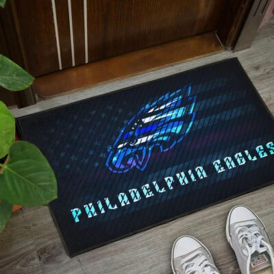 Philadelphia Eagles American Football Team Door Mat Blue Neon Eagle Head US Flag Underground Door Mat Welcome Mat 3