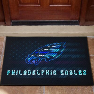Philadelphia Eagles American Football Team Door Mat Blue Neon Eagle Head US Flag Underground Door Mat Welcome Mat