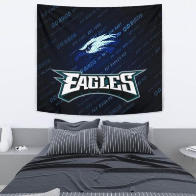 Philadelphia Eagles American Football Team Tapestry Go Birds Go Eagles Text Background Tapestry Wall Hanging 2