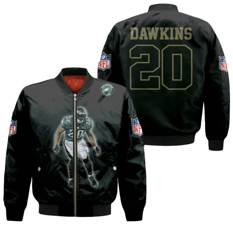 Philadelphia Eagles Brian Dawkins 20 NFL Legendary Captain Leader Black Gift For Eagles Fans Bomber Jacket BJ00515