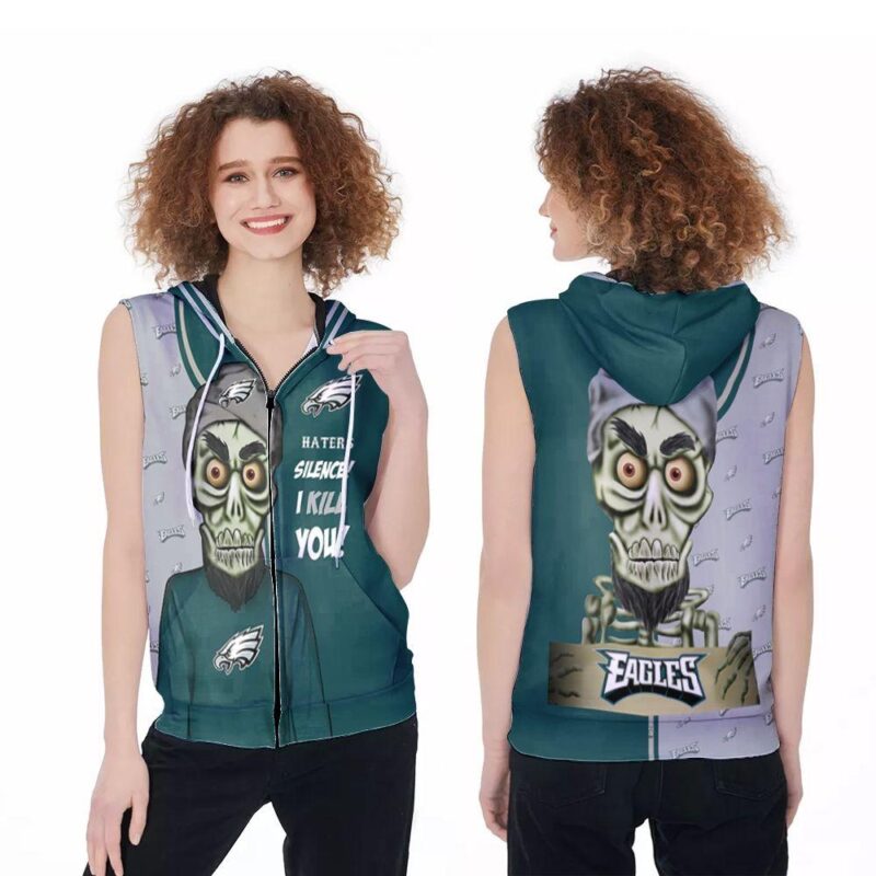 Philadelphia Eagles Haters Silence the Dead Terrorist 3D Zip Sleeveless Hoodie ZSH1759
