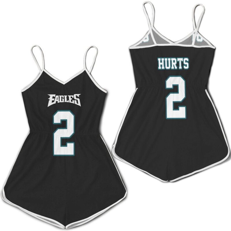 Philadelphia Eagles Jalen Hurts 2 NFL Black jersey inspired style Romper RJ02150