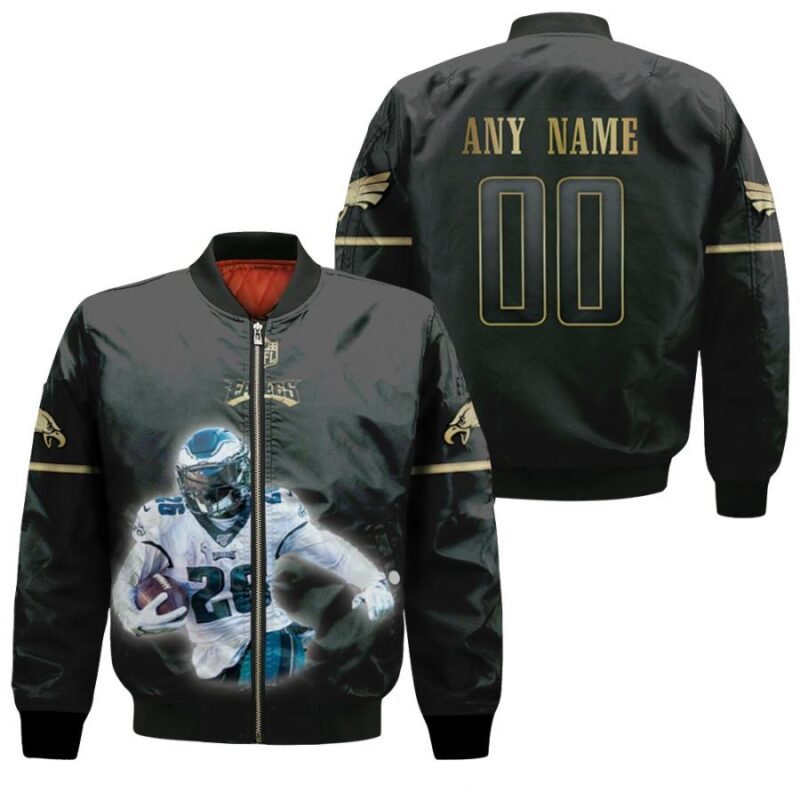 Philadelphia Eagles Miles Sanders 26 Black Jersey Style Gift With Custom Number Name For Eagles Fans Bomber Jacket BJ00169