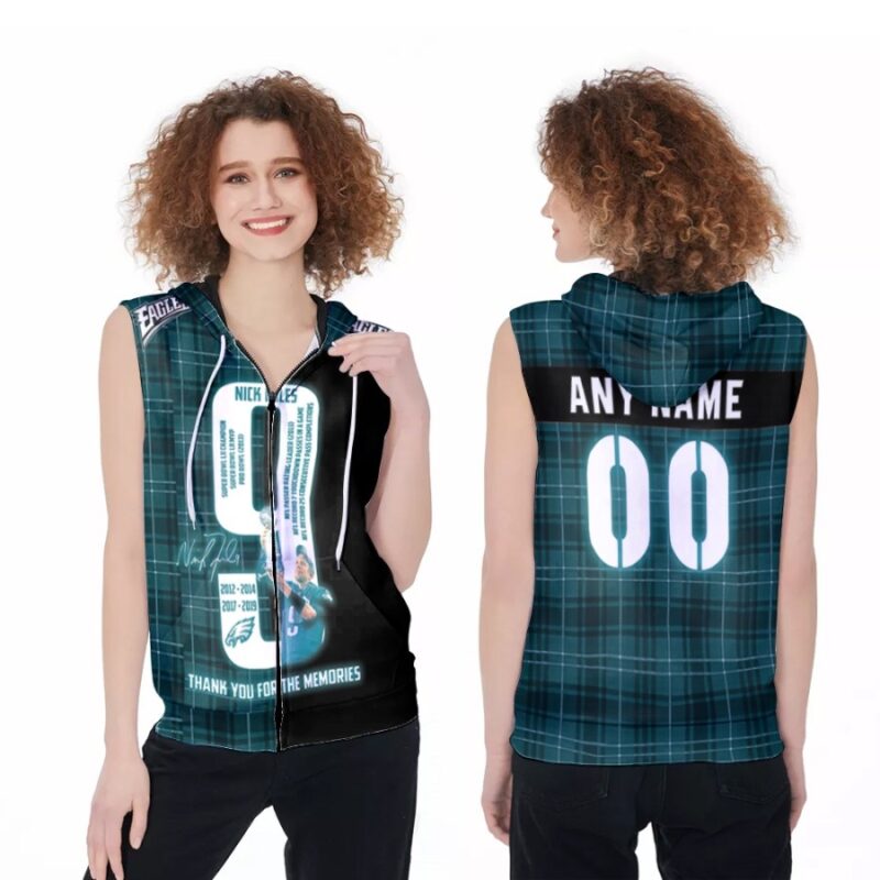 Philadelphia Eagles Nick Foles 9 Champions Legendary Captain 3D Gift With Custom Name Number For Eagles Fans Zip Sleeveless Hoodie ZSH1728