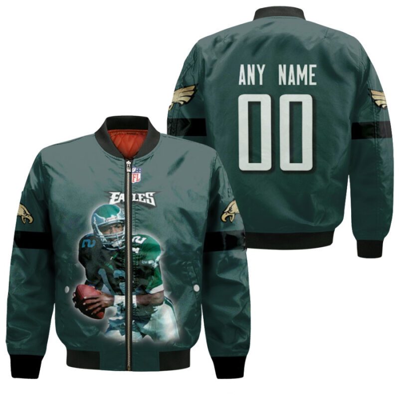 Philadelphia Eagles Randall Cunningham 12 NFL Green Jersey Style Gift With Custom Number Name For Eagles Fans Bomber Jacket BJ00167