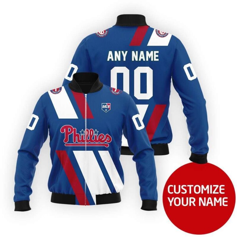 Philadelphia Phillies #00 Personalized Navy Blue Jersey Style Gift With Custom Number Name For Phillies Fans Bomber Jacket BJ03650