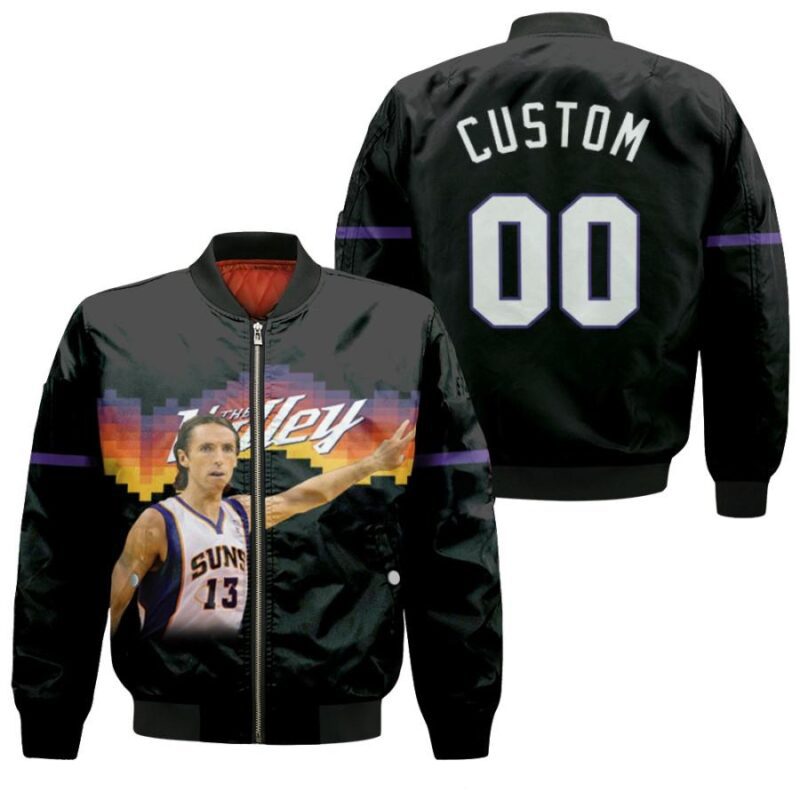 Phoenix Suns Steve Nash 13 2020 NBA Black City Edition 3D Personalized Gift With Custom Number Name For Suns Fans Bomber Jacket BJ04233