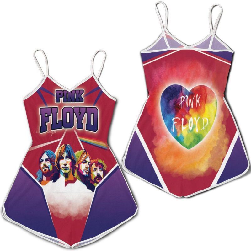 Pink Floyd Rainbow Heart Popart Red Romper RJ03615