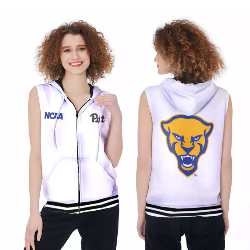 Pittsburgh Panthers Ncaa Classic White With Mascot Logo Gift For Pittsburgh Panthers Fans Zip Sleeveless Hoodie ZSH0437