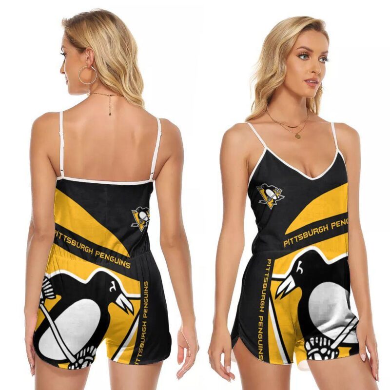 Pittsburgh Penguins NFL Ice Hockey Team Logo Gift For Pittsburgh Penguins Fans Ice Hockey Lovers V-neck Romper Jumpsuit RJ01487