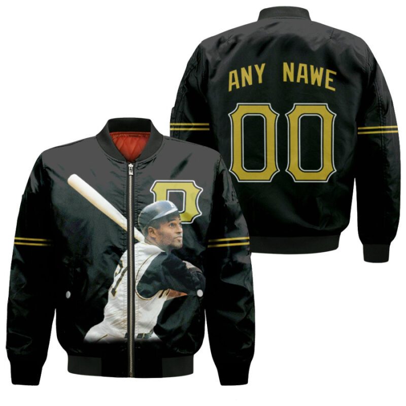 Pittsburgh Pirates Roberto Clemente 21 MLB Black 2019 Gift With Custom Number Name For Pirates Fans Bomber Jacket BJ04245