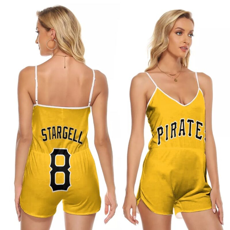 Pittsburgh Pirates Willie Stargell #8 MLB Great Player Baseball Team Logo Majestic Gold 2019 Gift For Pirates Fans Romper Jumpsuit RJ00224