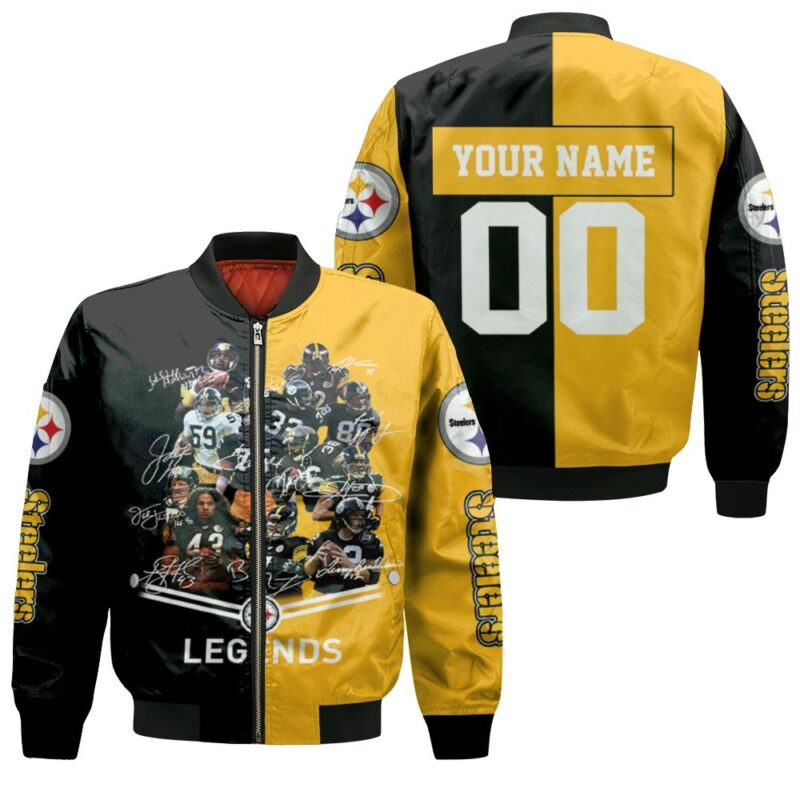 Pittsburgh Steelers Great Players Signature Legends 2020 Nfl Season Personalized Bomber Jacket BJ01359