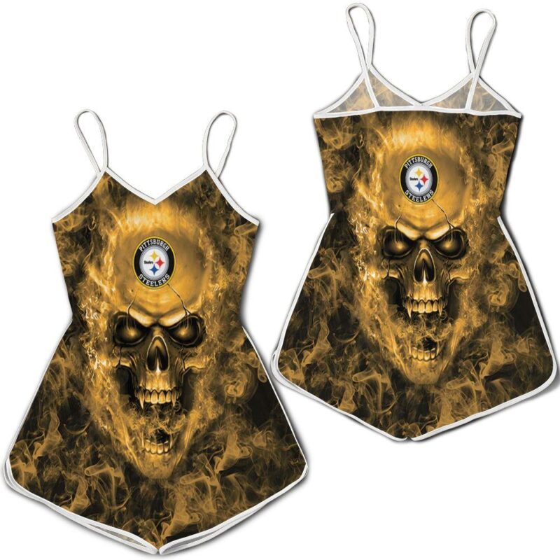 Pittsburgh Steelers NFL Fans Skull Romper RJ03364