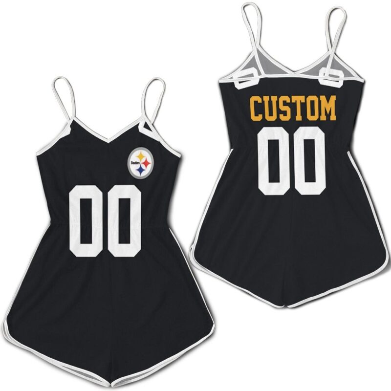 Pittsburgh Steelers Personalized Custom Game Black Jersey Inspired Style Romper RJ04620