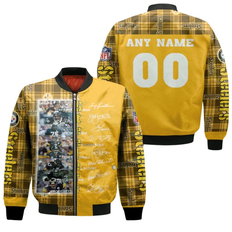 Pittsburgh Steelers Terry Bradshaw Joe Greene Troy Polamalu Legend Signed NFL Gift With Custom Name Number For Steelers Fans Bomber Jacket BJ00996