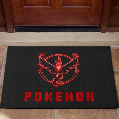 Pokemon Anime Door Mat Team Valor Symbol Red Moltres Relies On Strength Pokemon Go Door Mat Welcome Mat
