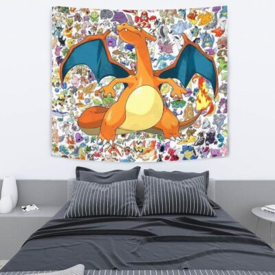Pokemon Anime Tapestry - Charizard Flame Dragon Tiny Pokemon Patterns Background Tapestry Wall Hanging 2 Pokemon Anime Tapestry Charizard Flame Dragon Tiny Pokemon Patterns Background Tapestry Wall Hanging 2