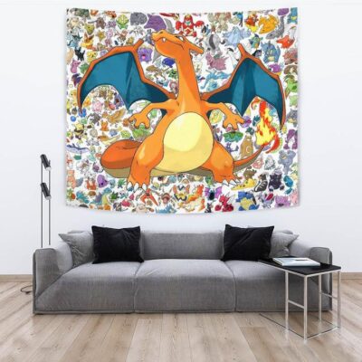 Pokemon Anime Tapestry - Charizard Flame Dragon Tiny Pokemon Patterns Background Tapestry Wall Hanging 3 Pokemon Anime Tapestry Charizard Flame Dragon Tiny Pokemon Patterns Background Tapestry Wall Hanging 3