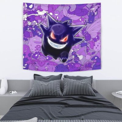 Pokemon Anime Tapestry Evil Hintergrund Gengar Red Eyes With Purple Pokemons Tapestry Wall Hanging 2