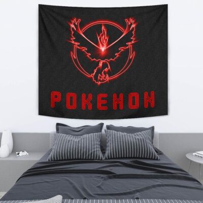 Pokemon Anime Tapestry Team Valor Symbol Red Moltres Relies On Strength Pokemon Go Tapestry Wall Hanging 2