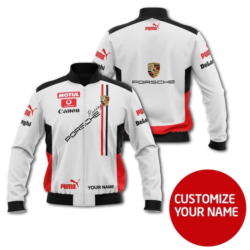 Porsche Auto Racing Team Costume 3D Personalized Design Gift With Custom Name For Porsche Fans Bomber Jacket BJ03981