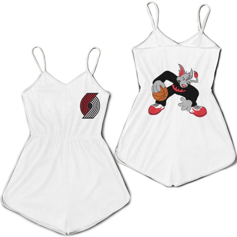 Portland Trail Blazers Basketball Classic Mascot Logo Gift For Blazers Fans White Romper RJ01719