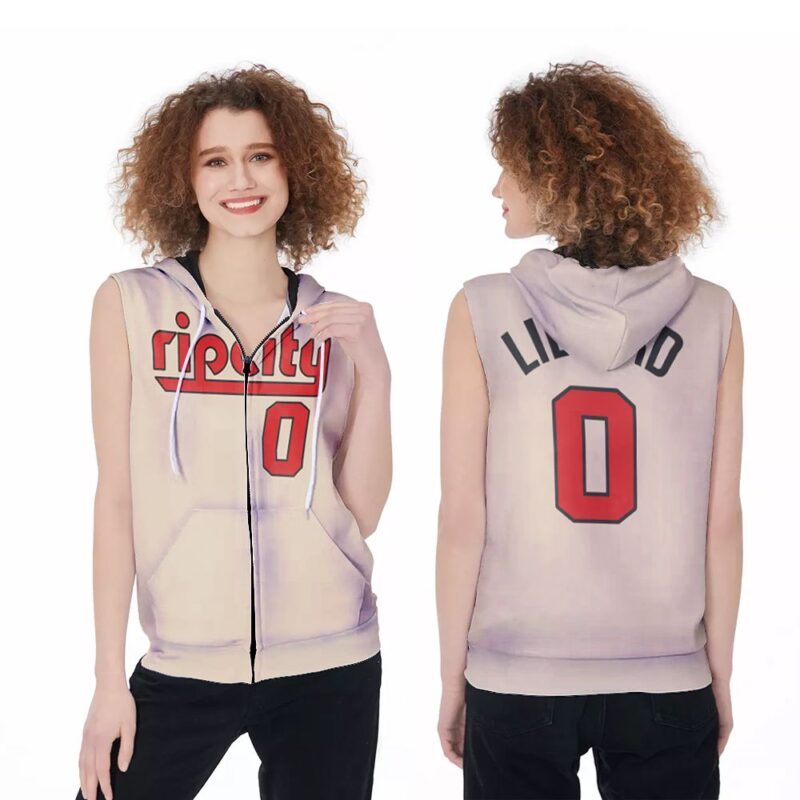 Portland Trail Blazers Damian Lillard 0 2020 Finished City Edition Swingman Cream Jersey Style Gift For Blazers Fans Zip Sleeveless Hoodie ZSH1157