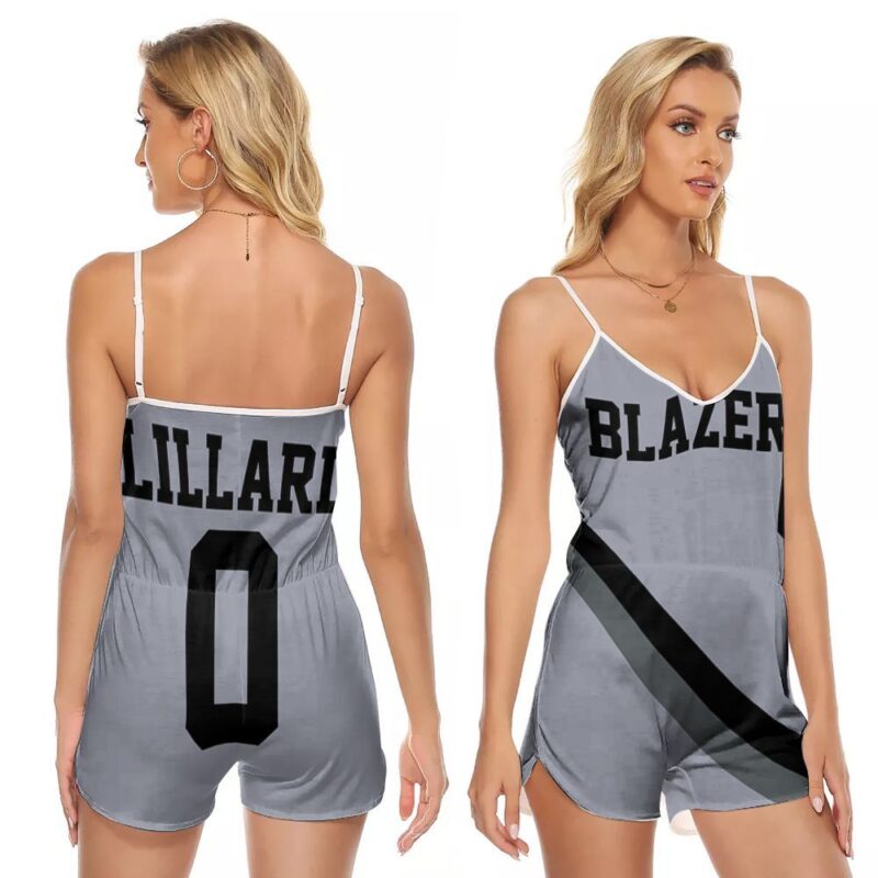 Portland Trail Blazers Damian Lillard 0 Great Player NBA Basketball Team Gift For Blazers Fans V-neck Romper Jumpsuit RJ00703