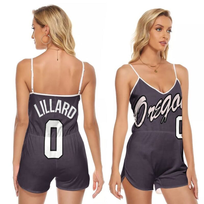 Portland Trail Blazers Damian Lillard 0 NBA Basketball Team 2020 City Edition Black Gift For Blazers Fans V-neck Romper Jumpsuit RJ00676