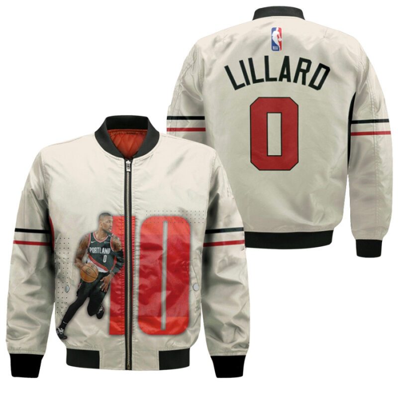 Portland Trail Blazers Damian Lillard 0 NBA Captain Legend Basketball White Gift For Blazers Fans Bomber Jacket BJ00394