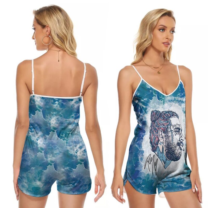 Post Malone American Singer Producer Actor Signature Sky Gift For Post Malone Fans V-neck Romper Jumpsuit RJ00752