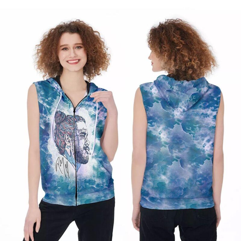 Post Malone American Singer Producer Actor Signature Sky Gift For Post Malone Fans Zip Sleeveless Hoodie ZSH1410