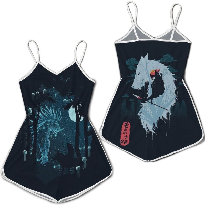 Princess Mononoke San and her Wolf at night Romper RJ01797