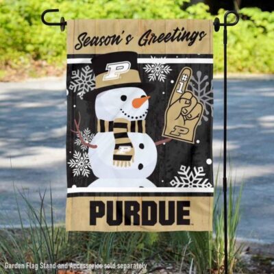 Purdue Holiday Winter Snowman Greetings Garden Flag GF00680