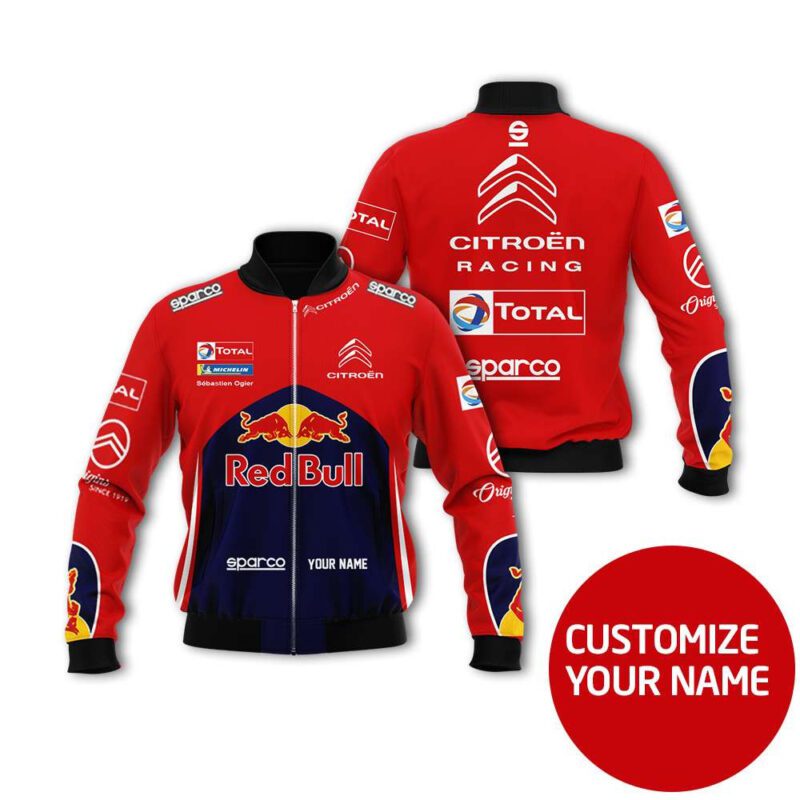 Red Bull Citroen Auto Racing Team Costume 3D Personalized Design Gift With Custom Name For Red Bull Fans Bomber Jacket BJ03642