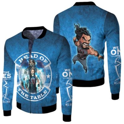 Roman Reigns Head Of The Table Professional wrestler Blue Gift For Roman Reigns Fans Fleece Bomber Jacket