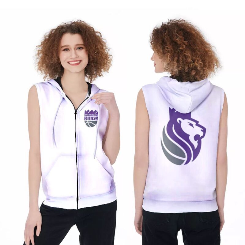 Sacramento Kings Basketball Classic Mascot Logo Gift For Kings Fans White Zip Sleeveless Hoodie ZSH1541