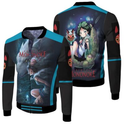 San And Moro-No-Kimi Perfect Teamwork Princess Mononoke Gift For Mononoke Hime Fans Fleece Bomber Jacket