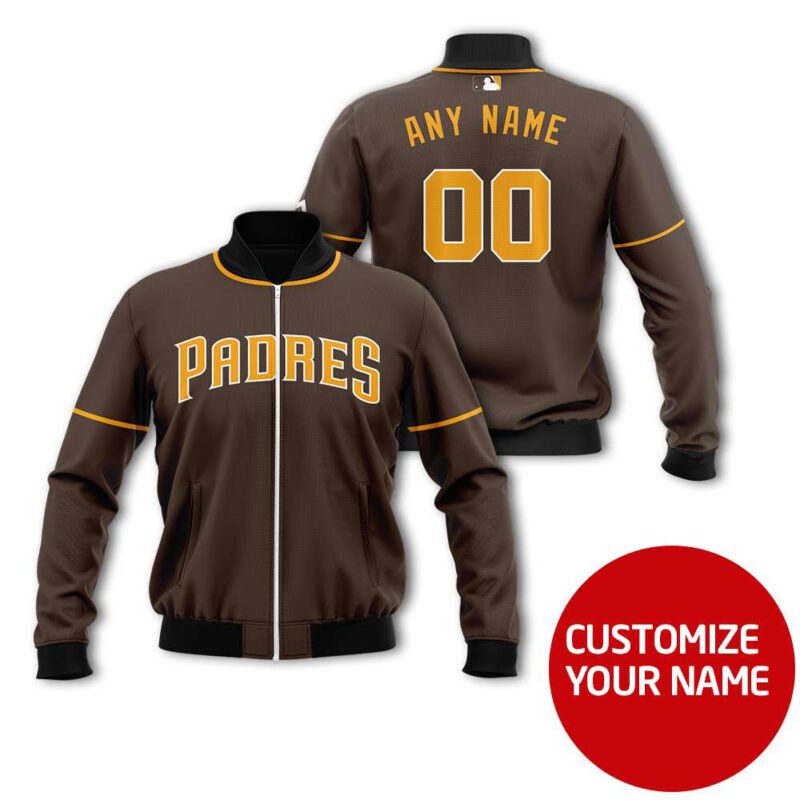 San Diego Padres #00 Personalized Brown Jersey Style Gift With Custom Number Name For Padres Fans Bomber Jacket BJ03975