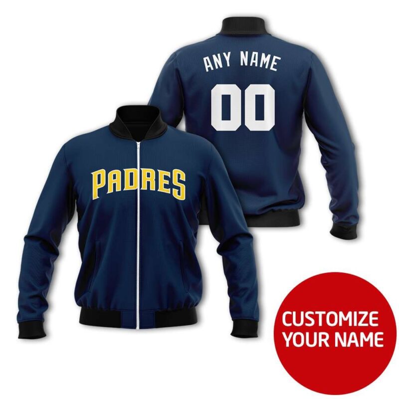 San Diego Padres #00 Personalized Navy Blue Jersey Style Gift With Custom Number Name For Padres Fans Bomber Jacket BJ04047